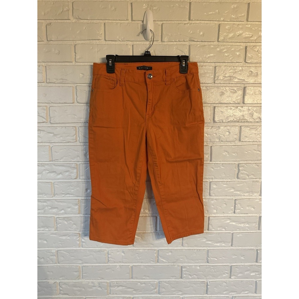 Baccini Womans Orange Stretch Capri Jeans Pants Hiking Costume Farm Size